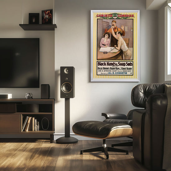 "Black Hands And Soap Suds" (1917) Framed Movie Poster