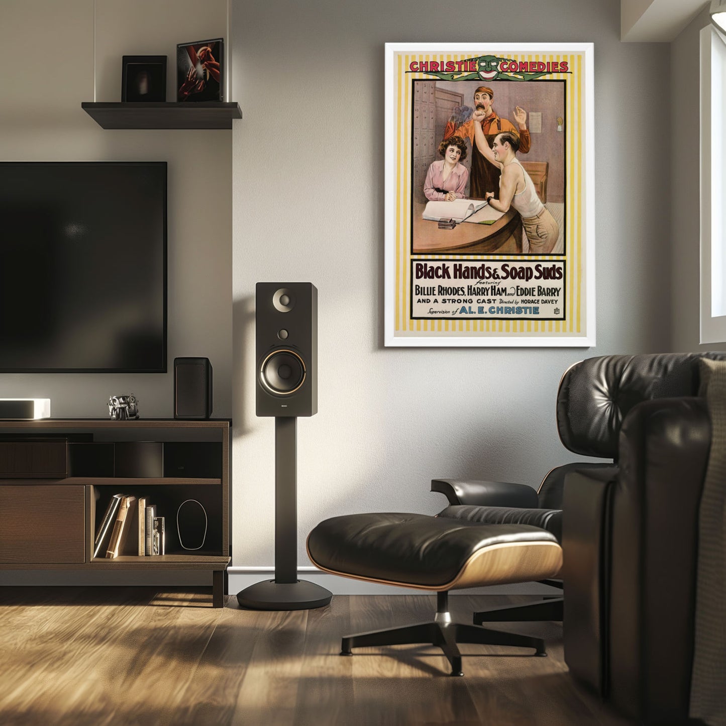 "Black Hands And Soap Suds" (1917) Framed Movie Poster