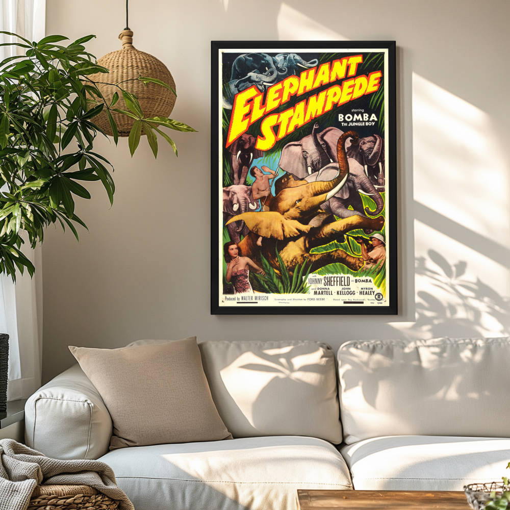 "Elephant Stampede" (1951) Framed Movie Poster