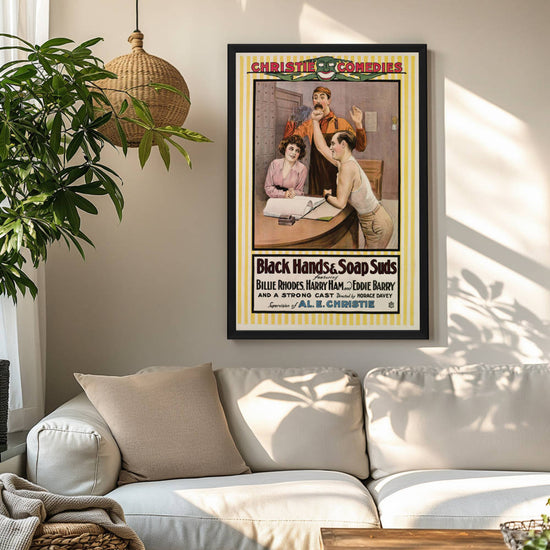 "Black Hands And Soap Suds" (1917) Framed Movie Poster