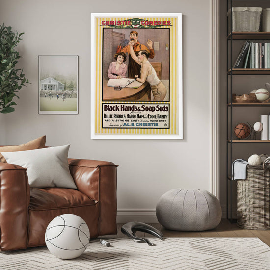 "Black Hands And Soap Suds" (1917) Framed Movie Poster