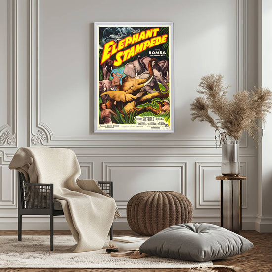 "Elephant Stampede" (1951) Framed Movie Poster