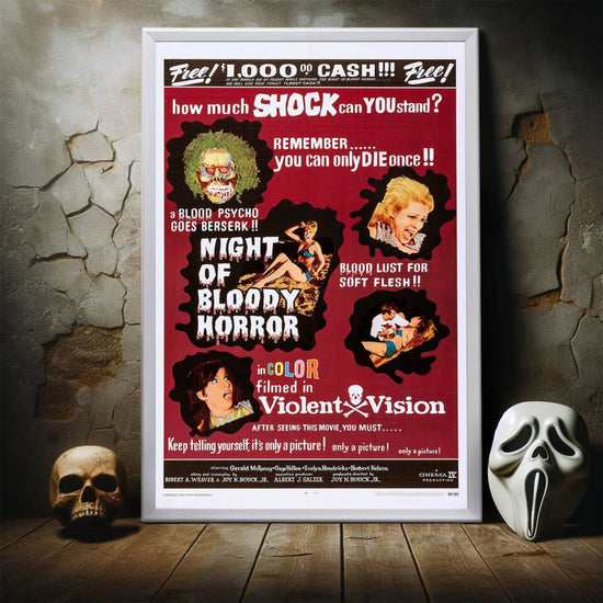 "Night Of Bloody Horror" (1969) Framed Movie Poster