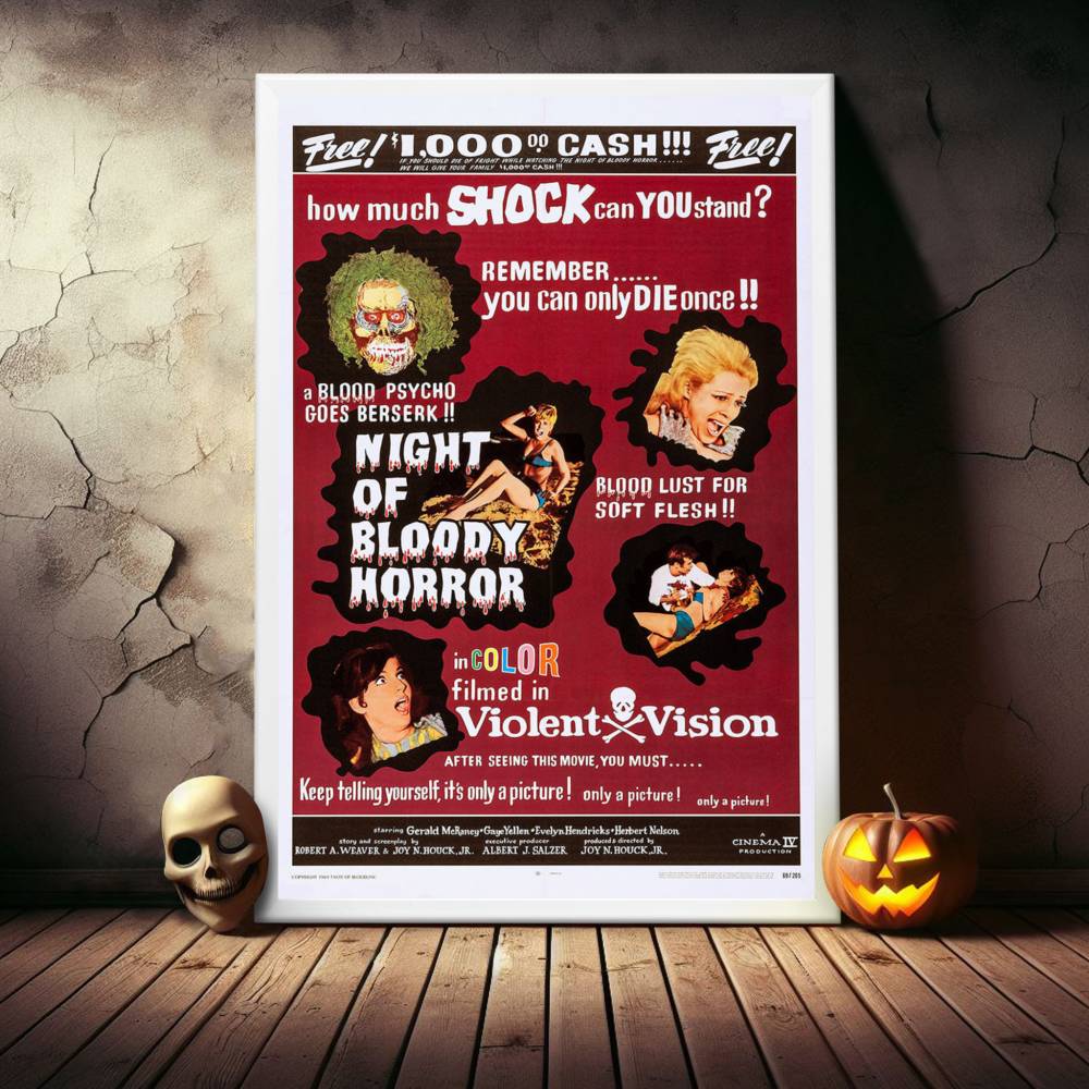 "Night Of Bloody Horror" (1969) Framed Movie Poster