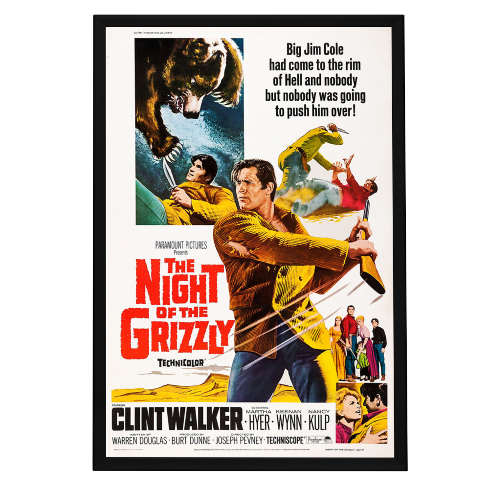 "Night Of The Grizzly" (1966) Framed Movie Poster