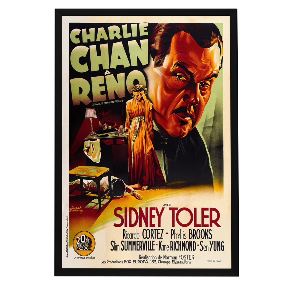 "Charlie Chan In Reno (French)" (1939) Framed Movie Poster