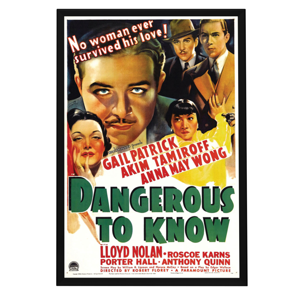 "Dangerous To Know" (1938) Framed Movie Poster