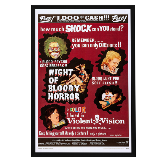 "Night Of Bloody Horror" (1969) Framed Movie Poster