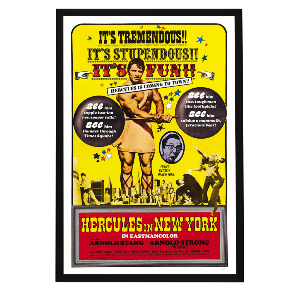 "Hercules In New York" (1970) Framed Movie Poster