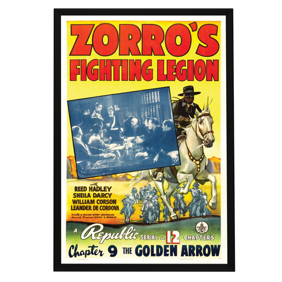 "Zorro's Fighting Legion" (1939) Framed Movie Poster