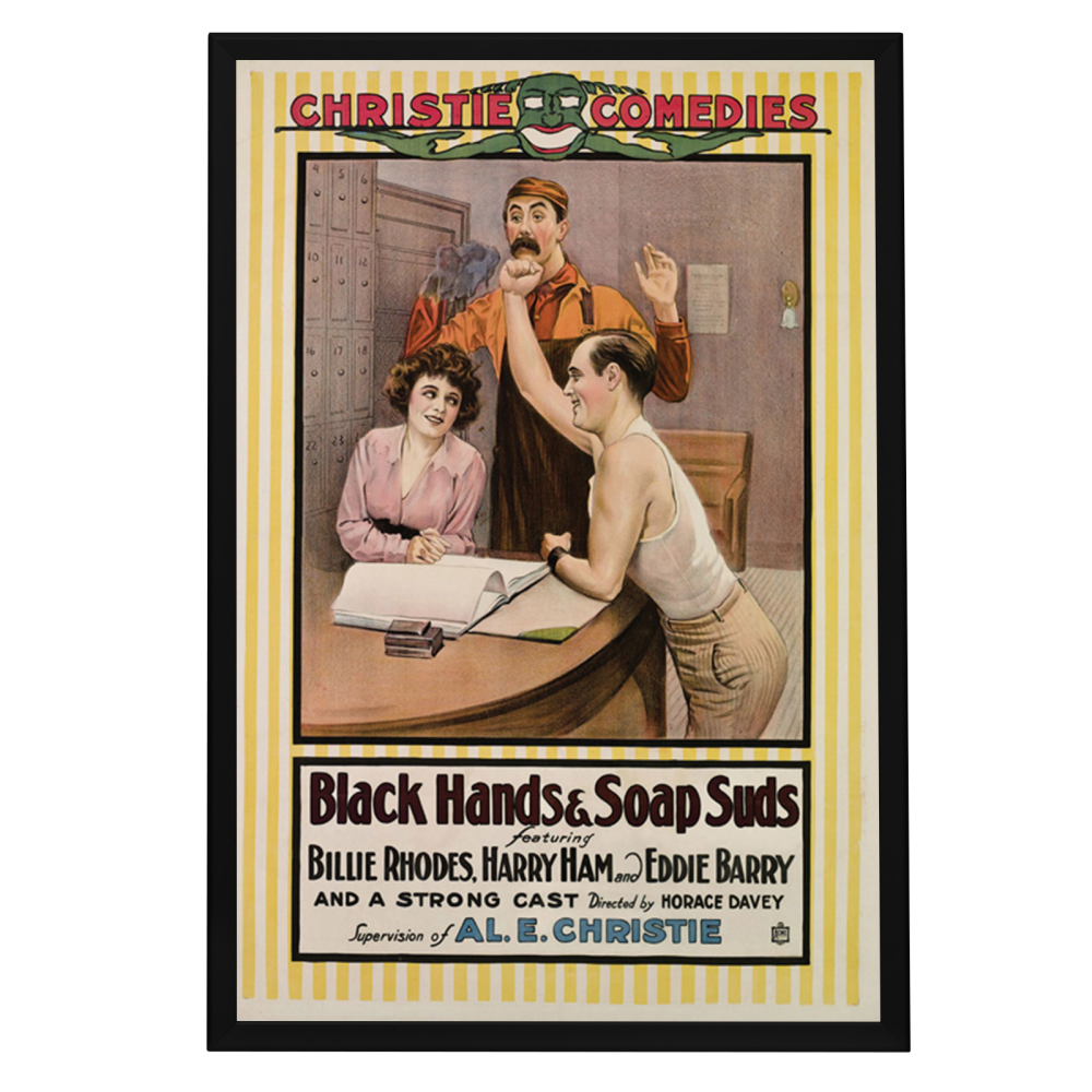 "Black Hands And Soap Suds" (1917) Framed Movie Poster