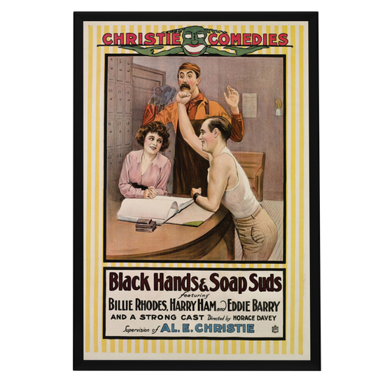 "Black Hands And Soap Suds" (1917) Framed Movie Poster