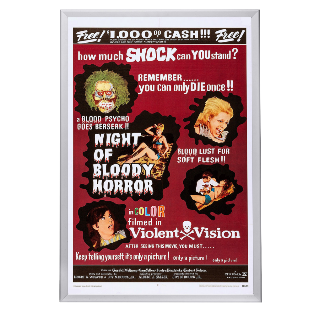 "Night Of Bloody Horror" (1969) Framed Movie Poster