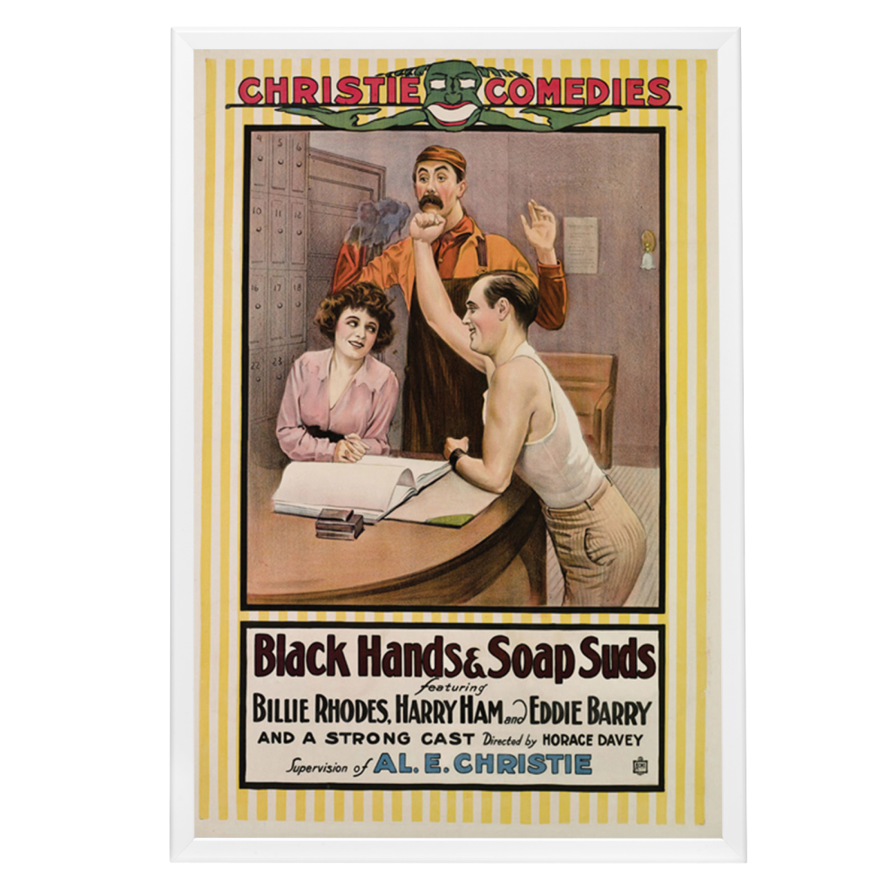 "Black Hands And Soap Suds" (1917) Framed Movie Poster