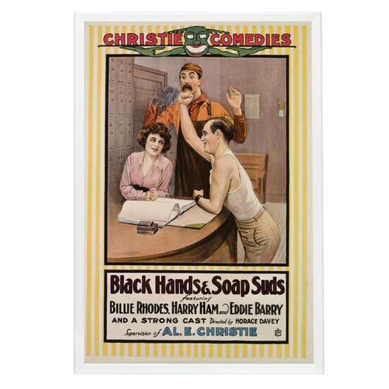 "Black Hands And Soap Suds" (1917) Framed Movie Poster