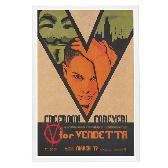 "V For Vendetta" (2005) Framed Movie Poster