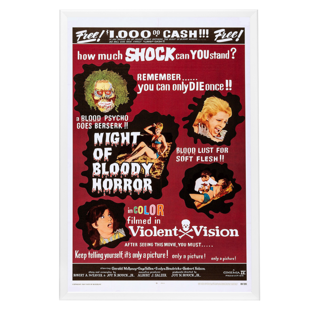 "Night Of Bloody Horror" (1969) Framed Movie Poster