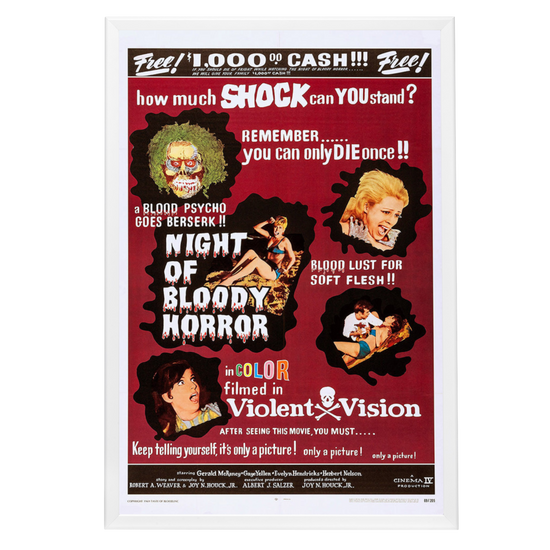 "Night Of Bloody Horror" (1969) Framed Movie Poster