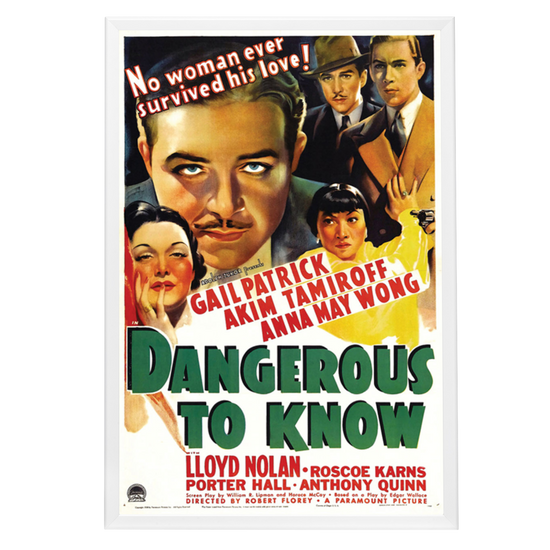 "Dangerous To Know" (1938) Framed Movie Poster