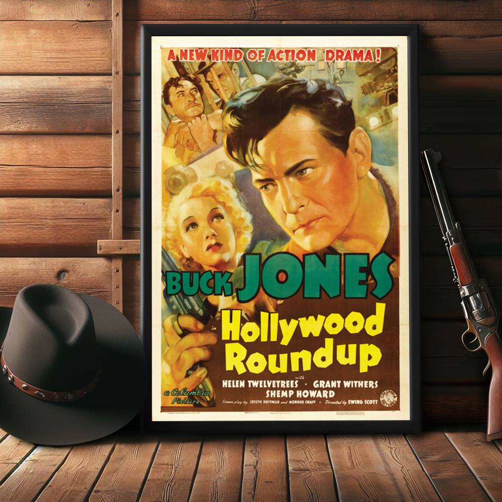 "Hollywood Roundup" (1937) Framed Movie Poster