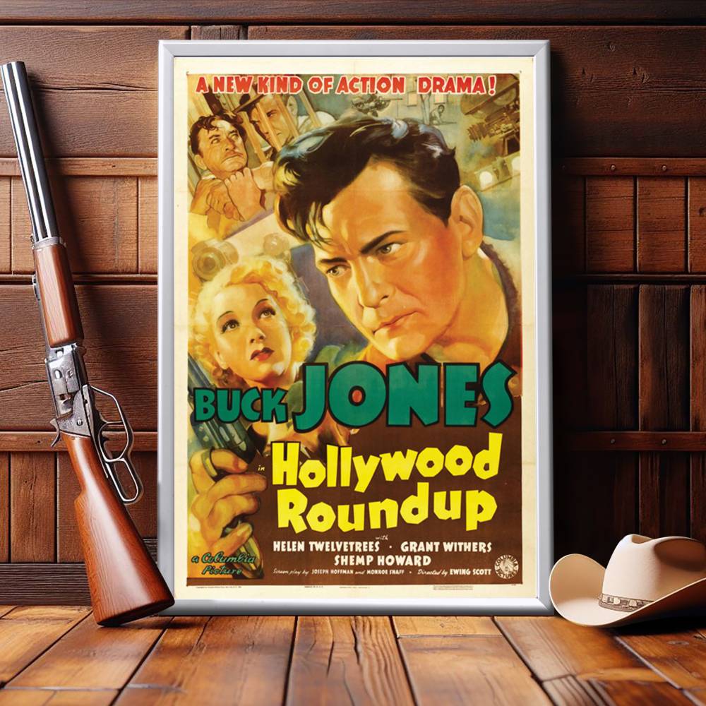 "Hollywood Roundup" (1937) Framed Movie Poster