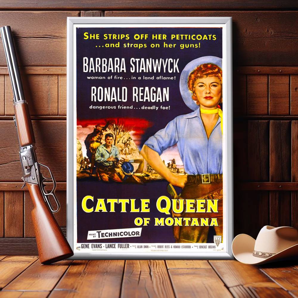 "Cattle Queen Of Montana" (1954) Framed Movie Poster