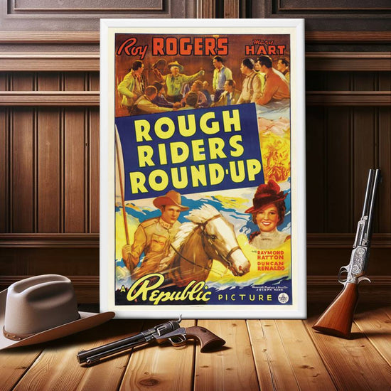 "Rough Riders Round-Up" (1939) Framed Movie Poster