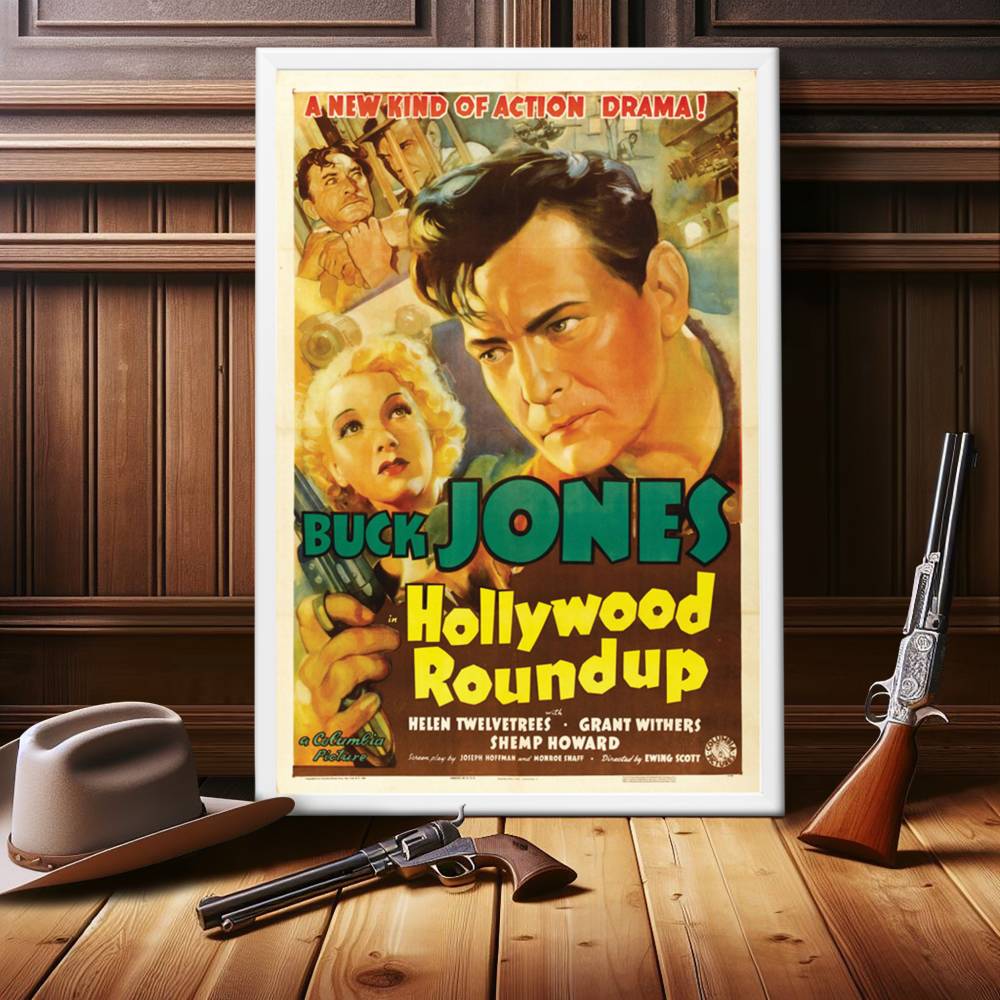 "Hollywood Roundup" (1937) Framed Movie Poster